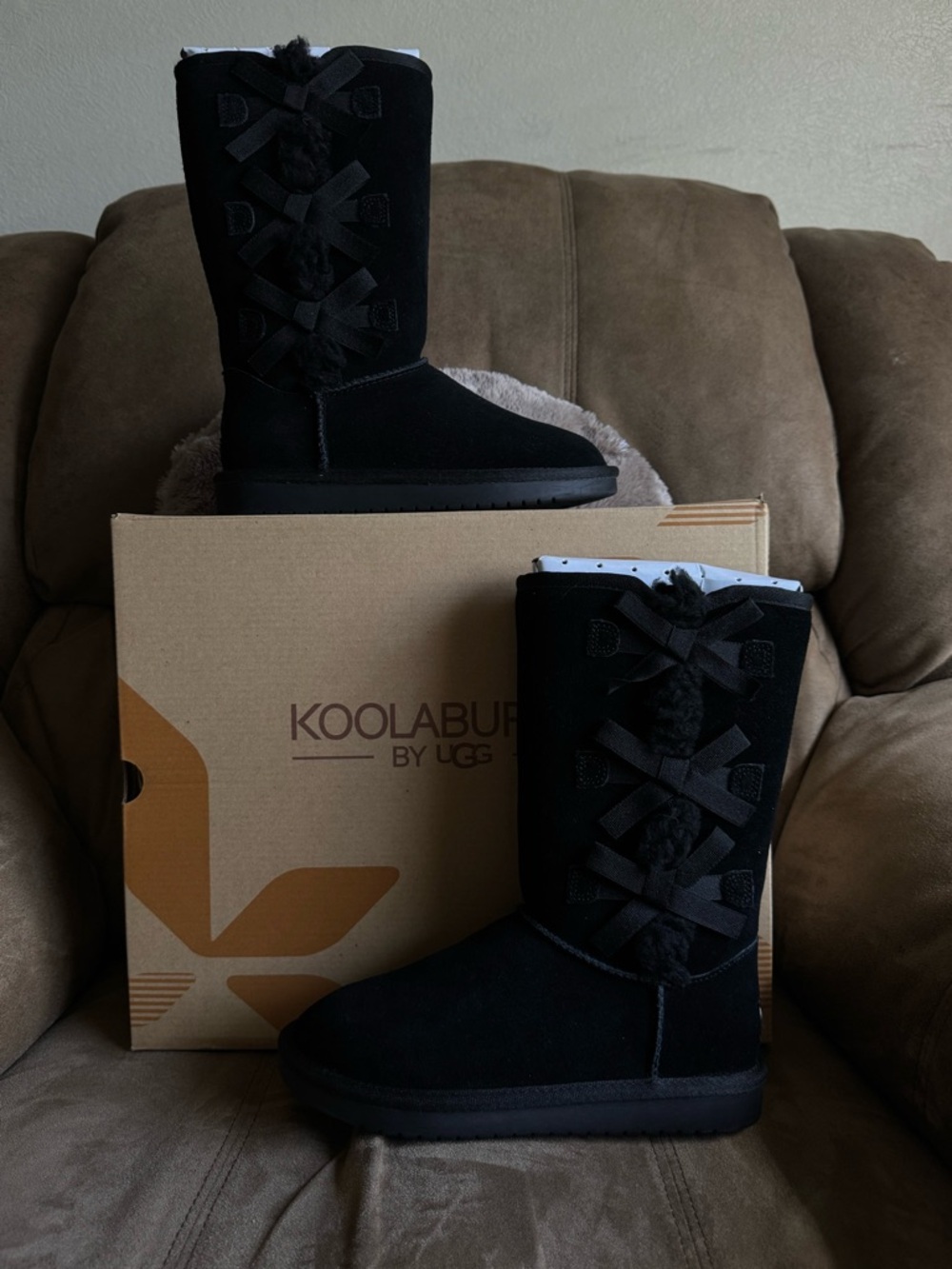 NIB UGG Koolaburra Tall Black Boots Little/Big Girls Size 3Y